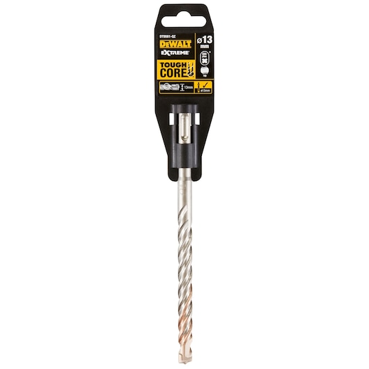 DEWALT DT9561 Extreme Tough Core drill bit, 13mm, in retail packaging, silver spiral shaft.