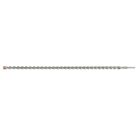 A long DEWALT rotary hammer drill bit with a spiral flute design and a carbide tip, suitable for drilling into concrete or masonry.