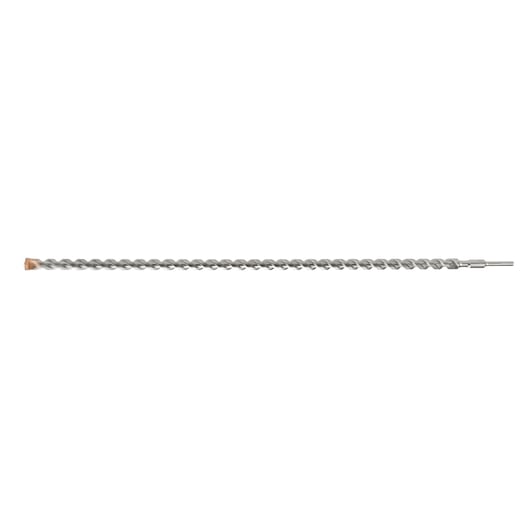 Long spiral DEWALT drill bit with carbide tip for masonry drilling, DT9614 SKU, shown on a white background.