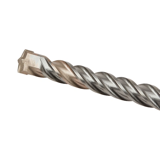 Close-up image of a DEWALT DT9682 drill bit, featuring a twisted, metallic design with a reinforced tip for heavy-duty drilling.