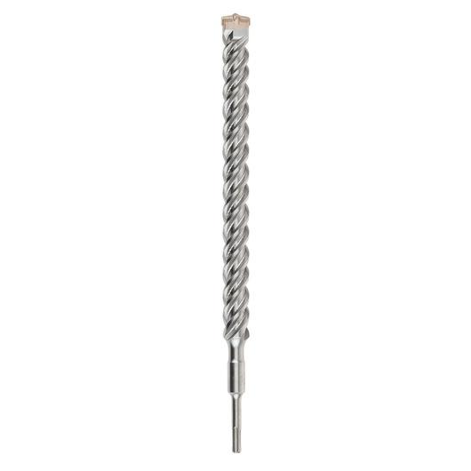 A single metal masonry drill bit with spiral fluting and a pointed tip, shown against a white background.