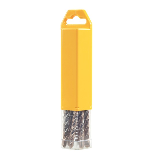 DEWALT DT9815 drill bit set in a yellow plastic case with transparent bottom, standing upright.