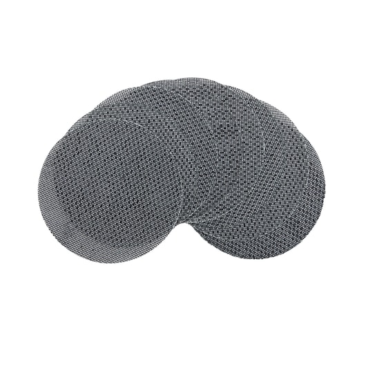 Several DEWALT round sanding mesh discs overlapping each other, displayed against a white background.