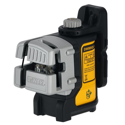 DEWALT DW089CG green cross line laser level tool with durable casing, used for precise layout in photography.