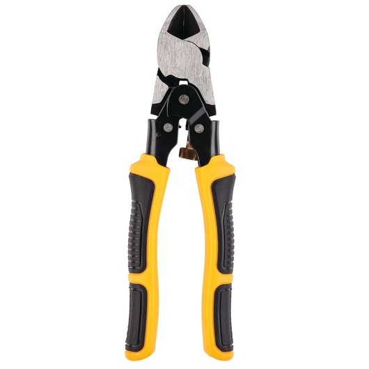 Yellow and black handle wire cutter pliers with sharp jaws, shown on a white background.