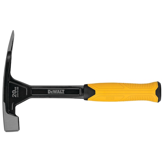 DEWALT 20 oz hammer with yellow and black handle, straight claw and solid steel construction.