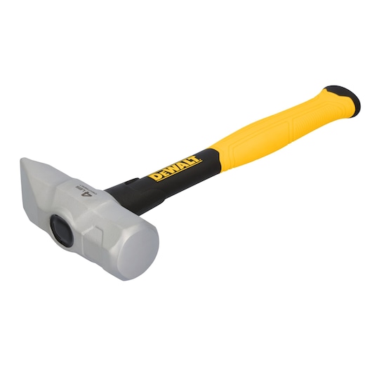 DEWALT hammer with yellow handle and metal head, shown against a white background.