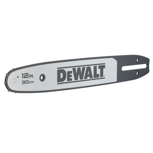 DEWALT 12-inch (30cm) chainsaw guide bar with logo, shown against a white background.