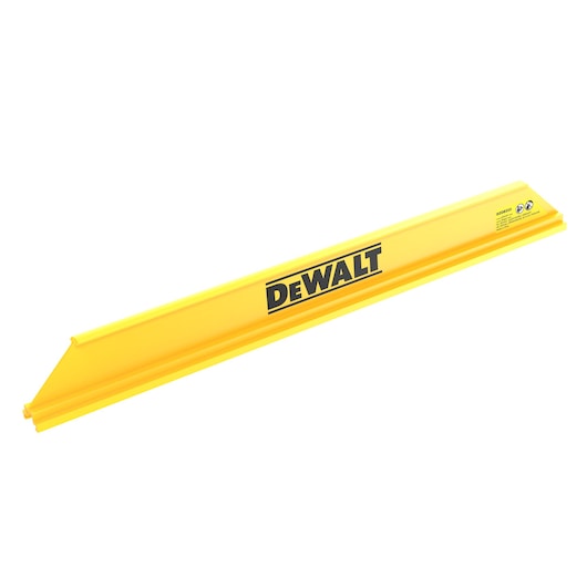 A yellow DEWALT photography accessory, shaped like a long rectangular rail with the DEWALT logo printed on its side.