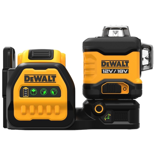 18V/12V XR 3 x 360⁰ krydslinjelaser, grøn, 1 x 2.0 Ah