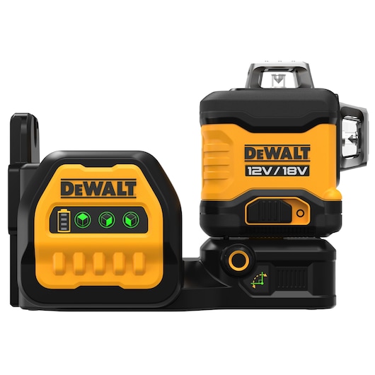 18V/12V XR 3 x 360⁰ krydslinjelaser, grøn, 1 x 2.0 Ah