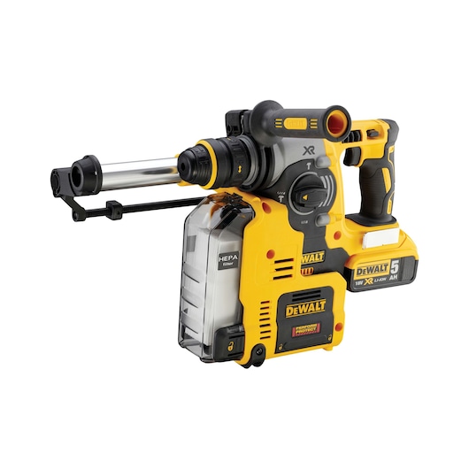 18V XR Li-Ion kulløs borehammer med 3 funktioner og integreret støvudsugning