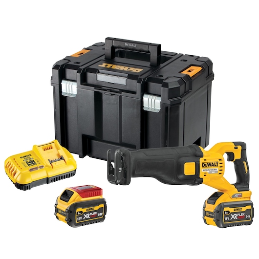 54V XR FLEXVOLT Bajonetsav, 2x9Ah batterier, TSTAK, lader