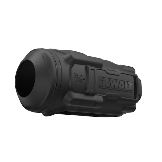 A black DEWALT-branded cylindrical tool accessory, featuring rugged grip patterns and the marking '3/4' on its side. The accessory appears to be designed for use with power tools or equipment.