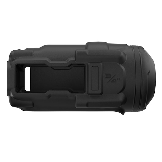 A black DEWALT 3/4 inch photography accessory, shown in a horizontal orientation. The item has a rugged, cylindrical design with a visible rectangular slot and marked '3/4'.