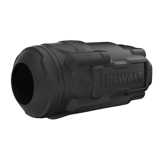 A black, cylindrical DEWALT lens adapter with rugged, textured exterior. The adapter has the DEWALT logo and the marking 3/4 inch displayed prominently.